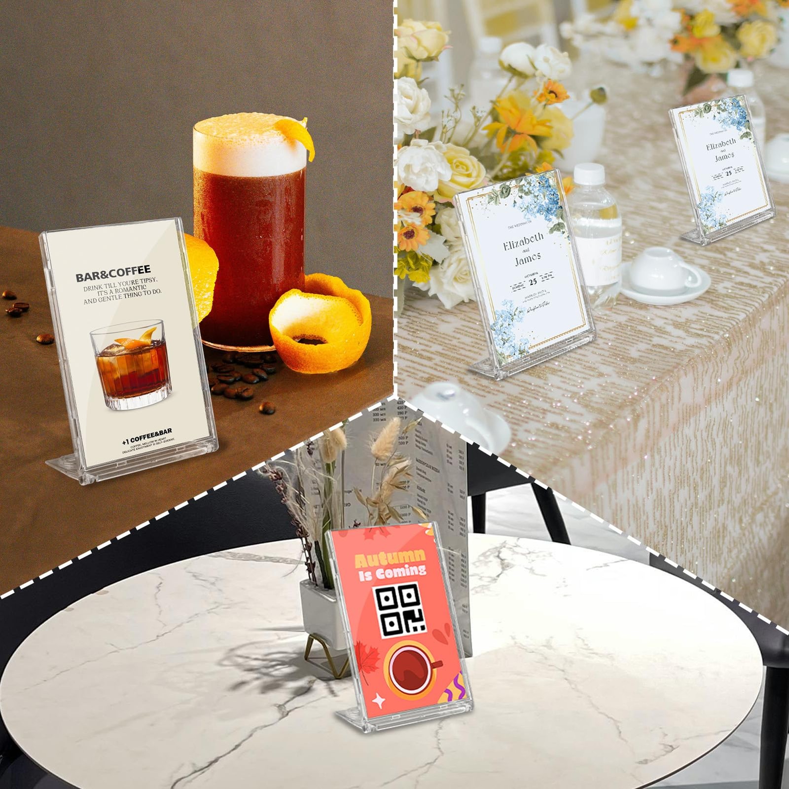 10 PCS 3×5 Inch Small Vertical Sign Holder DoubleSided Swivel Base Display