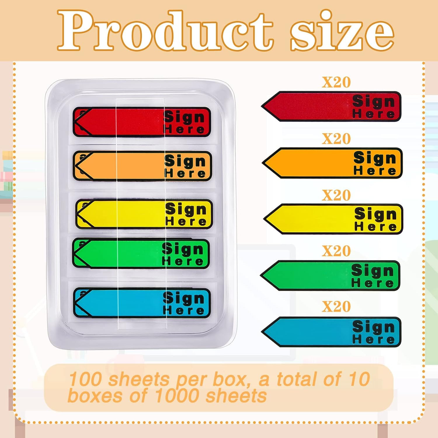 10 Pack 1000 Pcs Sign Here Tabs Sign Here Stickers Please Message Flags Multicol
