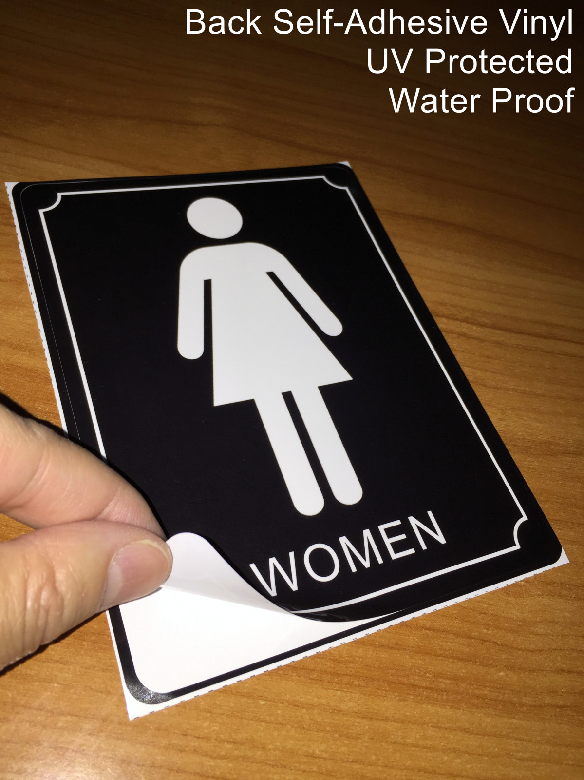 2 pc 6&Prime; X 4.5&Prime; Restroom Washroom MEN WOMEN Sign Back Self Adhesive Vinyl Sticker