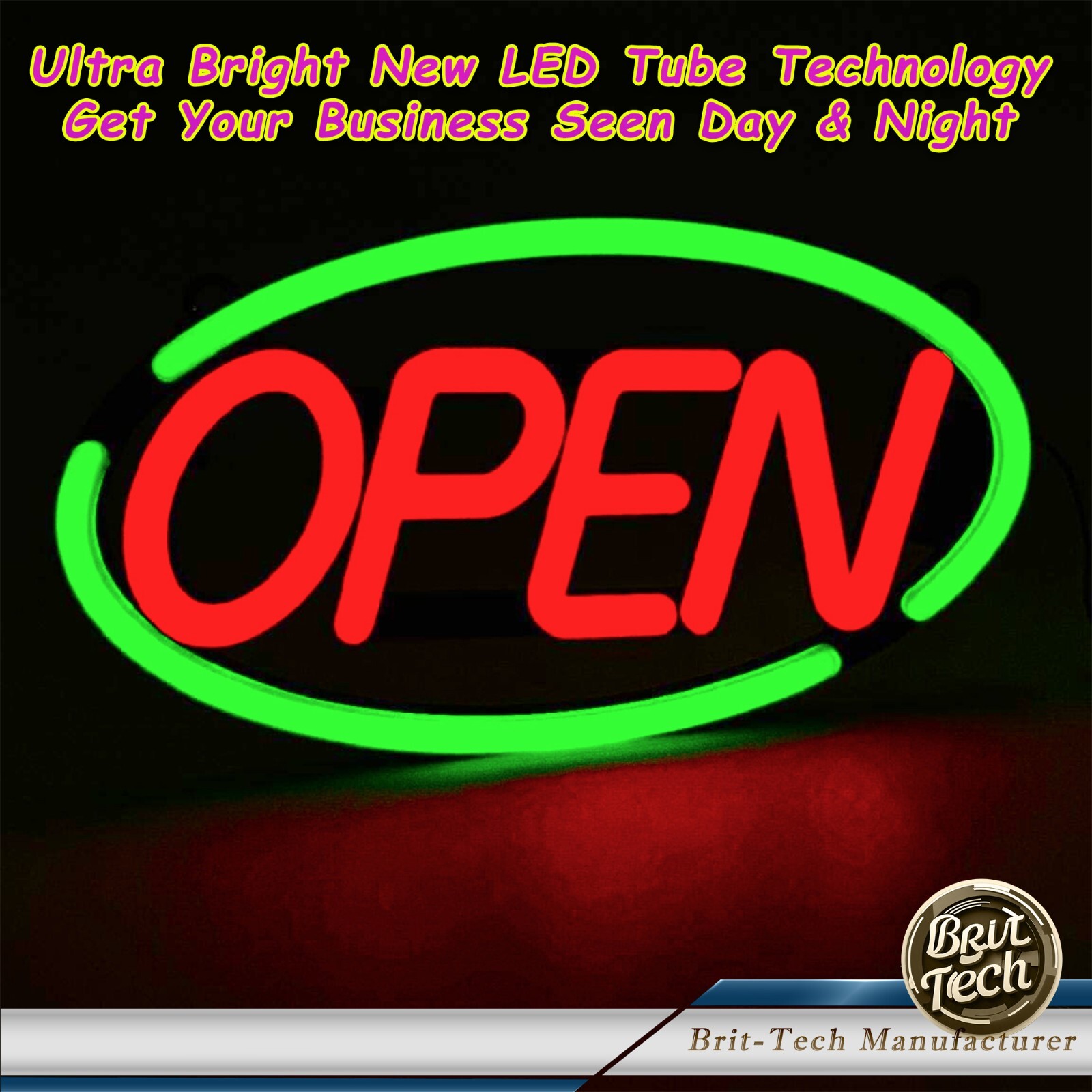 Large LED Open Sign 24&Prime; Neon Bright Light for Business Restaurant Bar Store Shop