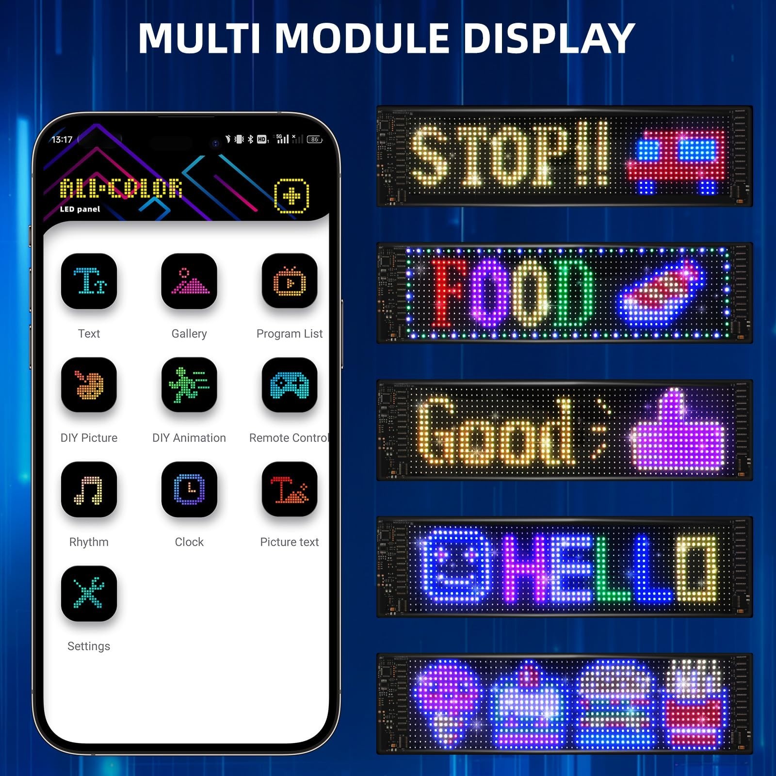Customizable Scrolling LED Sign 14.7&Prime;x3.6&Prime; – USB & App Control, DIY Text & Anima