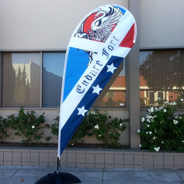 11ft Double Sided Custom Teardrop Flag+Fiberglass Pole& Metal X-Base w/sand bag