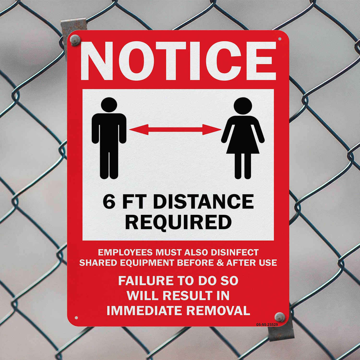 6ft Distance Required Public Safety Sign Metal, Plastic, Or Decal – 5 or 10 Pack