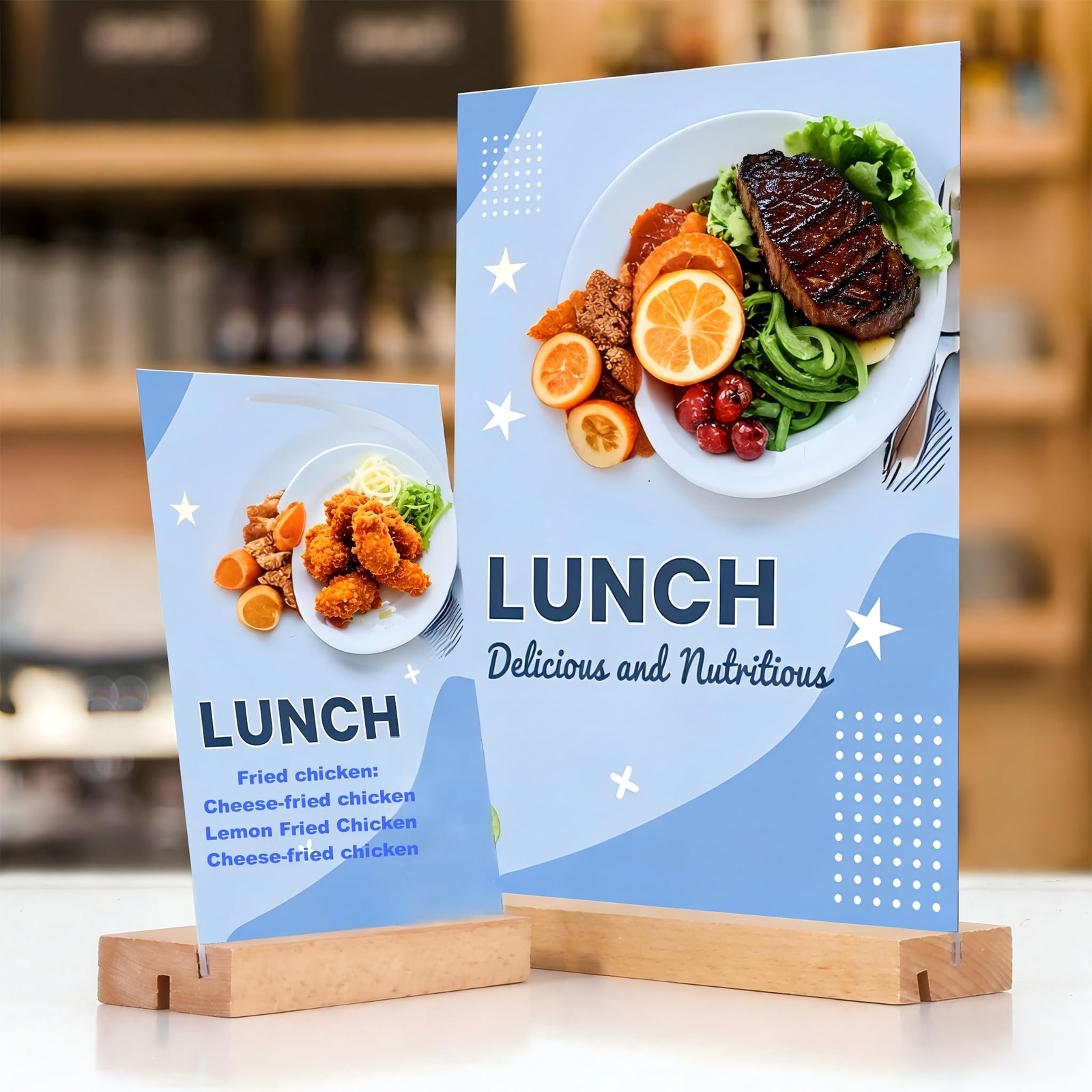 TONICE 8.5 x 11 Acrylic Sign Holder with Wood Base 3 Pack Transparent color