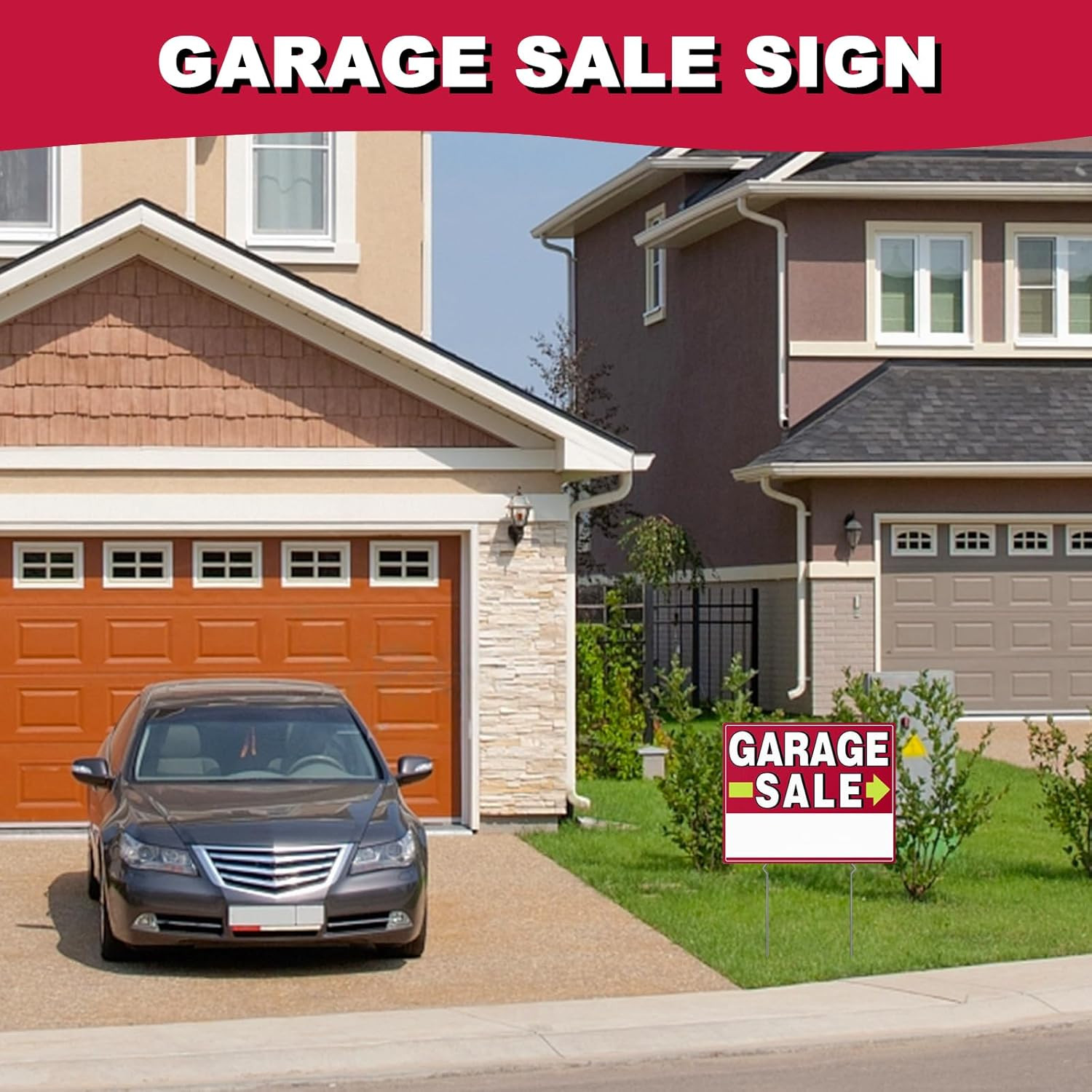 Garage Sale Signs, 17&Prime; X 13&Prime;, 6 Pcs Double Side Garage Sale Sign with Stakes Lar