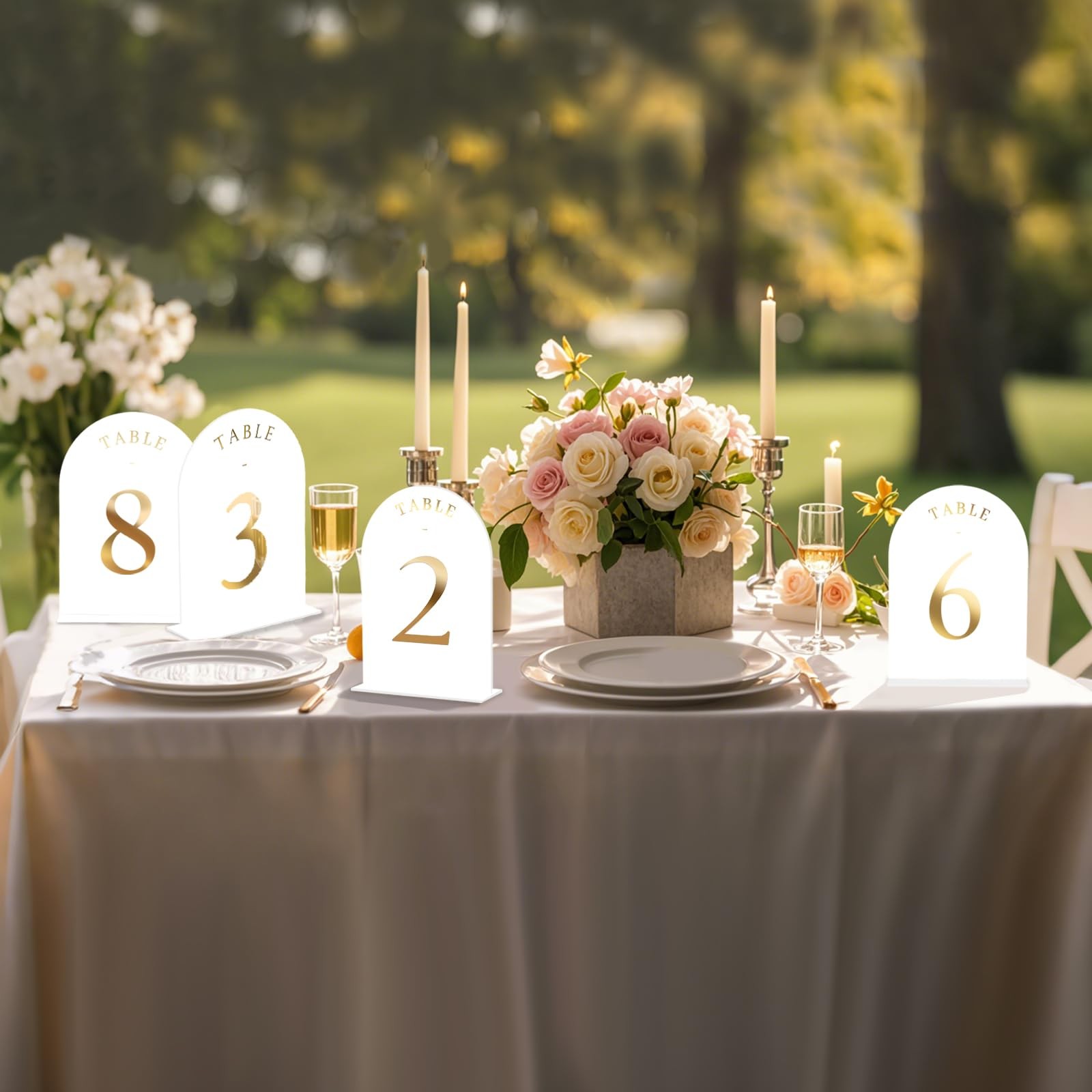 White Acrylic Wedding Table Number 110 DoubleSided Gold Foil 5×7 Inch