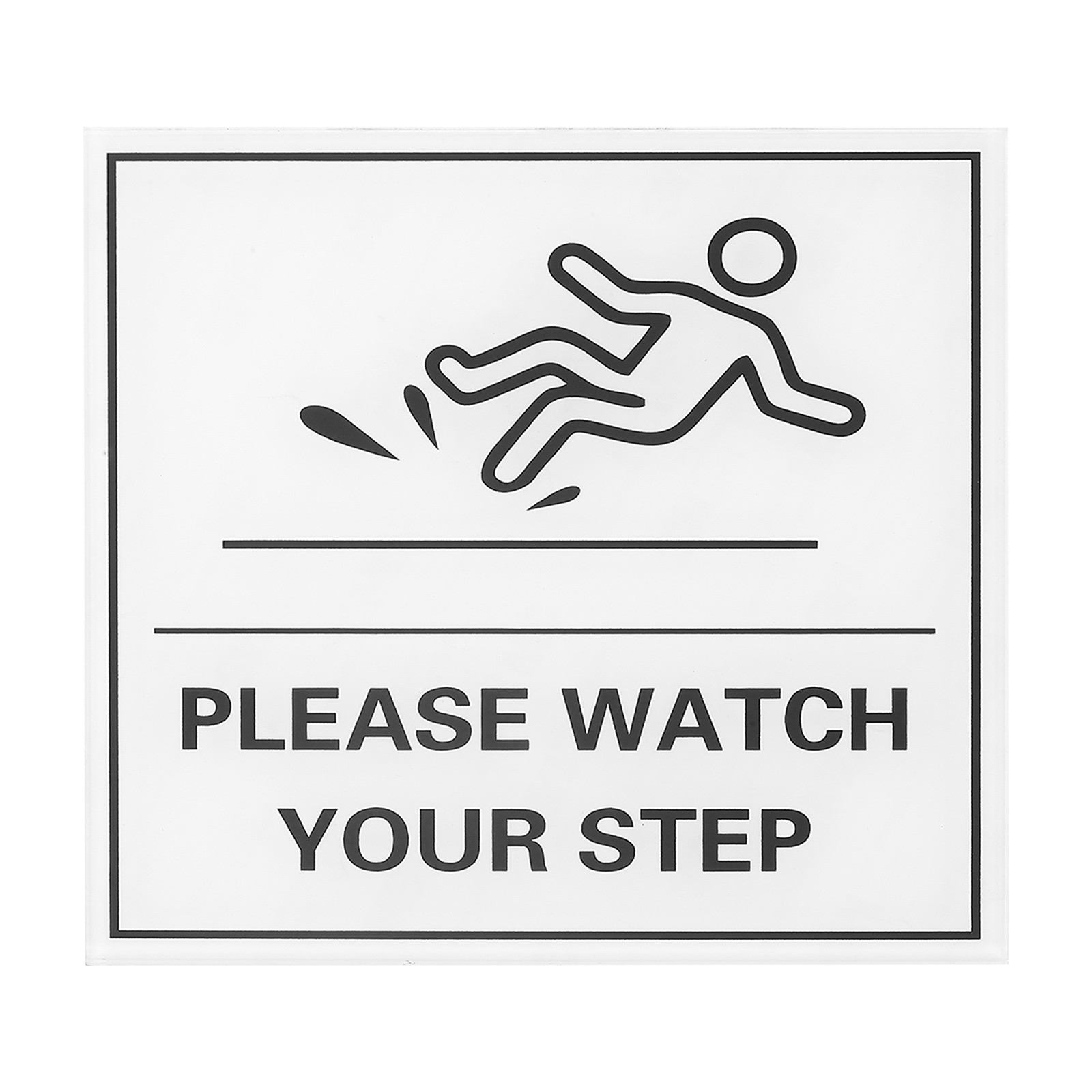 4&Prime; x 4&Prime; Please Watch Your Step Sign, 1 Pcs Warning Sign White with Black Text