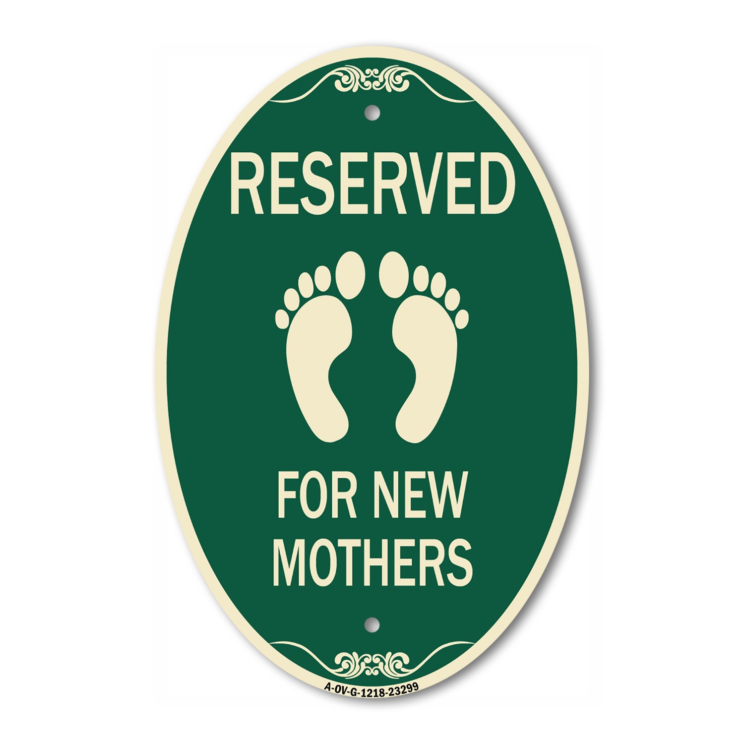 Pink Reserved Parking for New Mothers 12&Prime; x 18&Prime; Green & Tan Aluminum Oval Sign