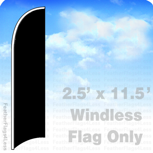 Solid Color BLACK – Windless Swooper Feather Flag Banner Sign 2.5×11.5&prime; – kb