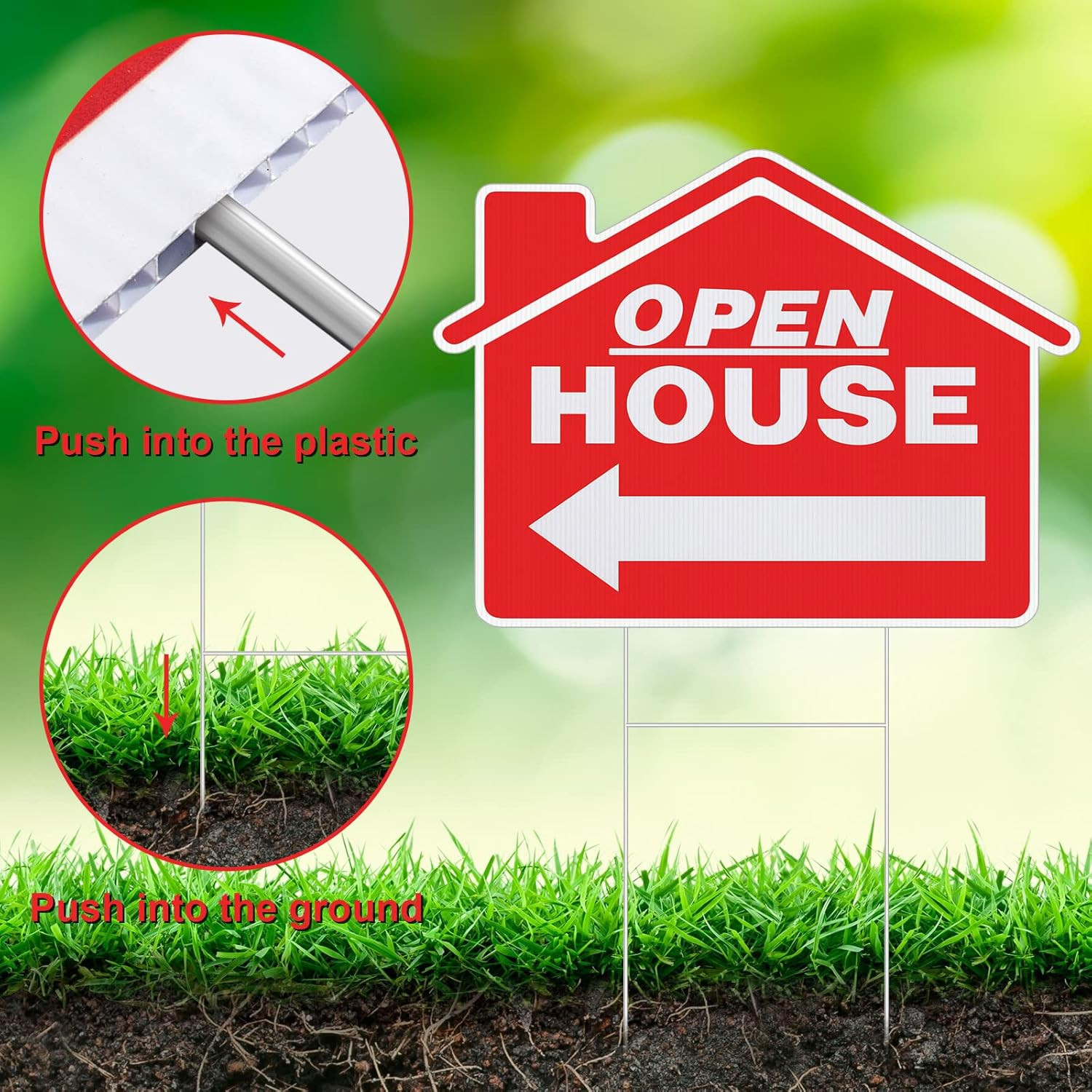 4 Pcs Open House Signs for Real Estate 12X16 Inch Double Sided Directional Signs