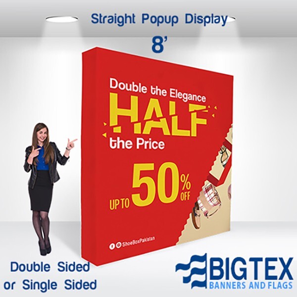 8&prime; & 10&prime; Straight Popup Displays – Single or Double Sided available