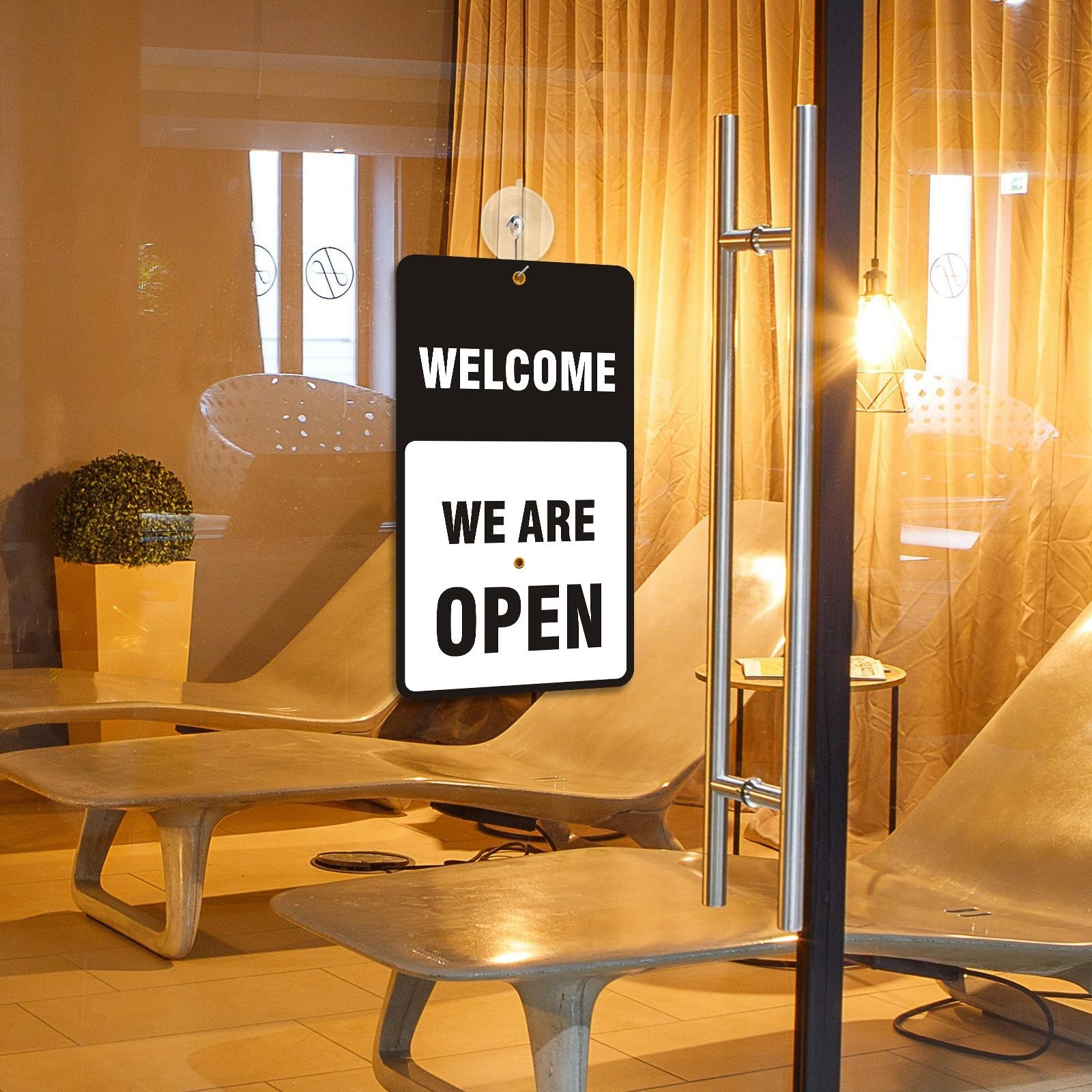 Open Signs for Business with Suction Cups, “We Will Be Back – Welcome We a