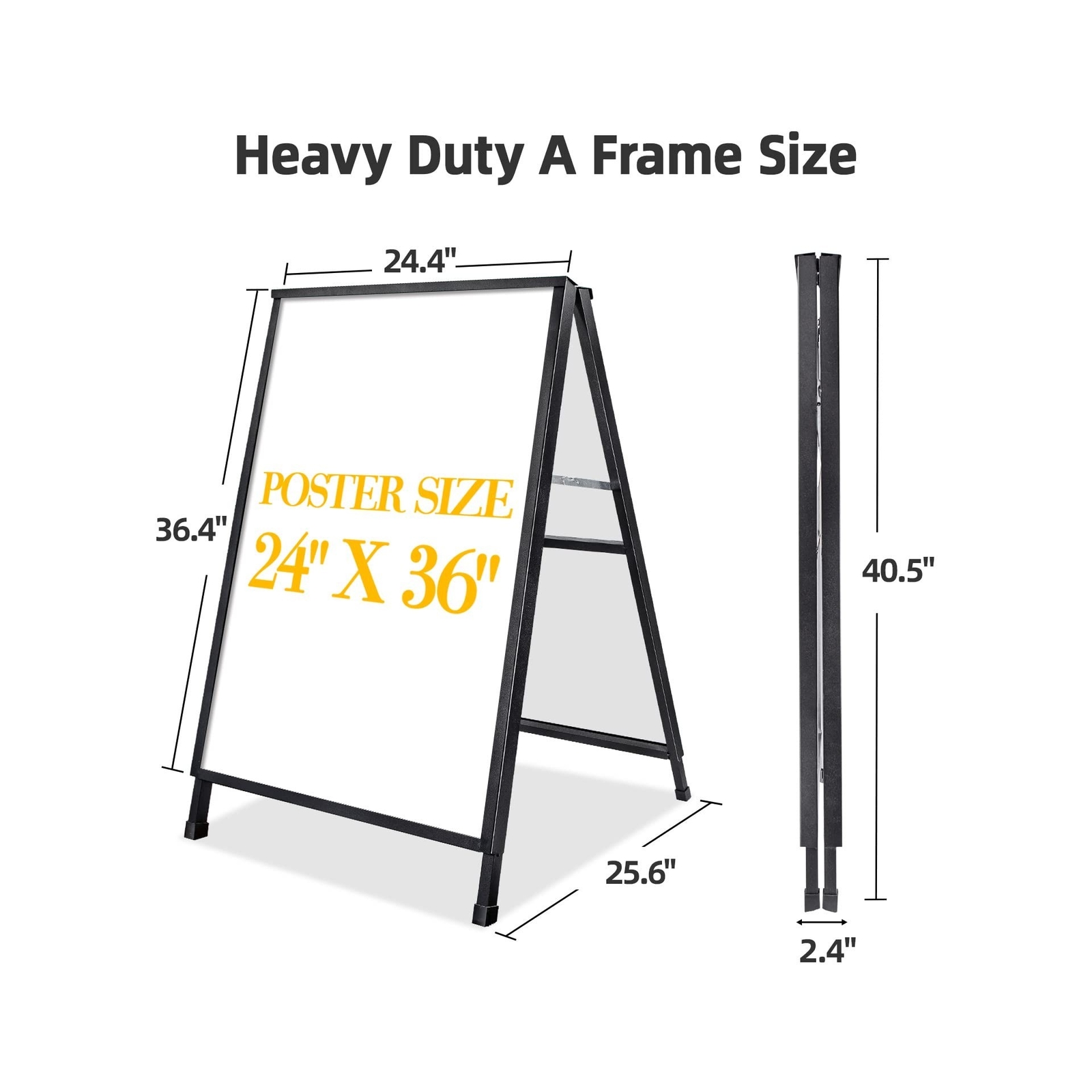 2 Pack Heavy Duty A-Frame Sidewalk Sign 24 x 36 Inch, Portable Double-Sided S…