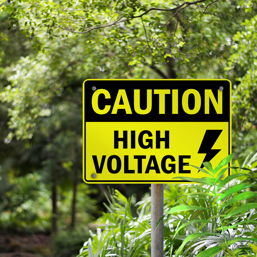 Horizontal Metal Sign Caution High Voltage Osha Weatherproof Street Signage