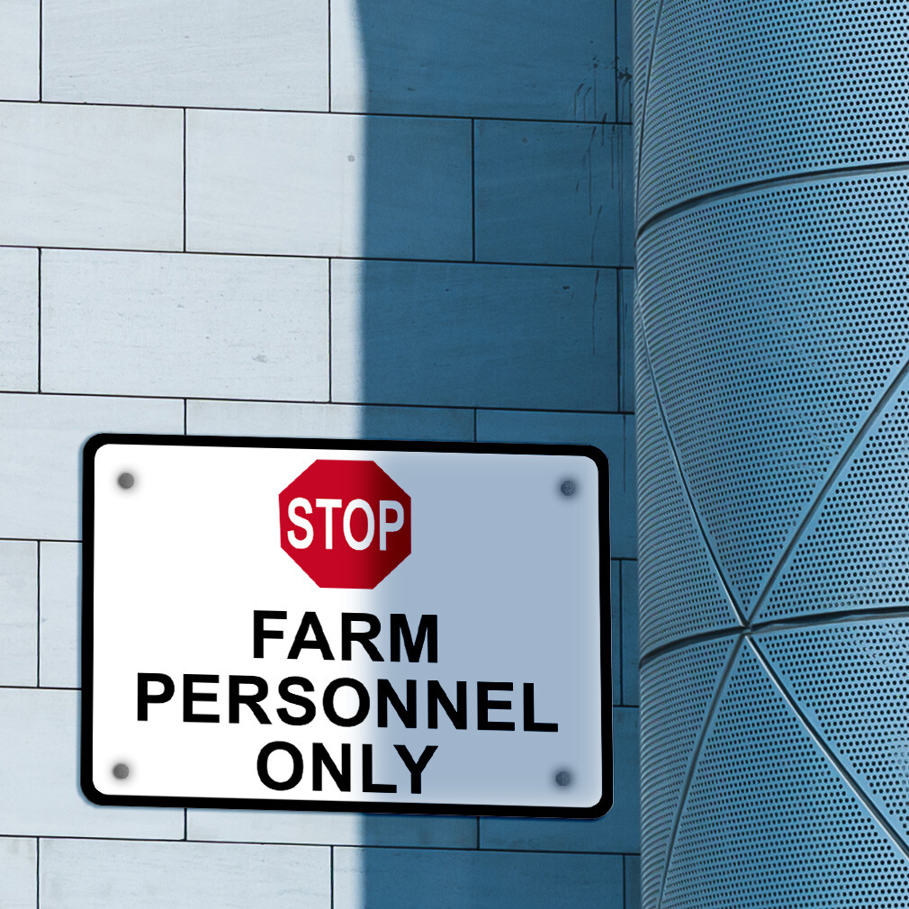 Horizontal Metal Sign Stop Farm Personnel Only Black Weatherproof Street Signage