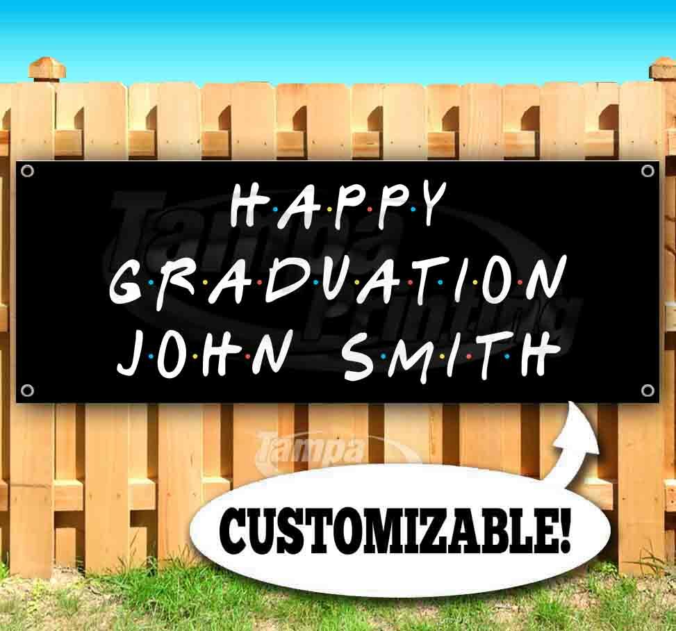 HAPPY GRADUATION CUSTOM NAME Advertising Vinyl Banner Flag Sign Many Sizes USA