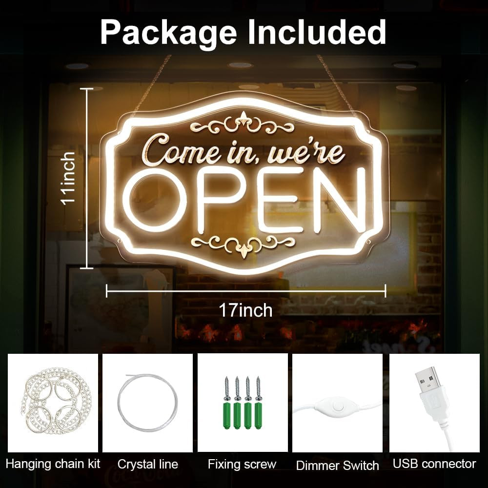 OPEN Signs for Business – Neon Sign for Business Ultra Bright LED, High Visibili