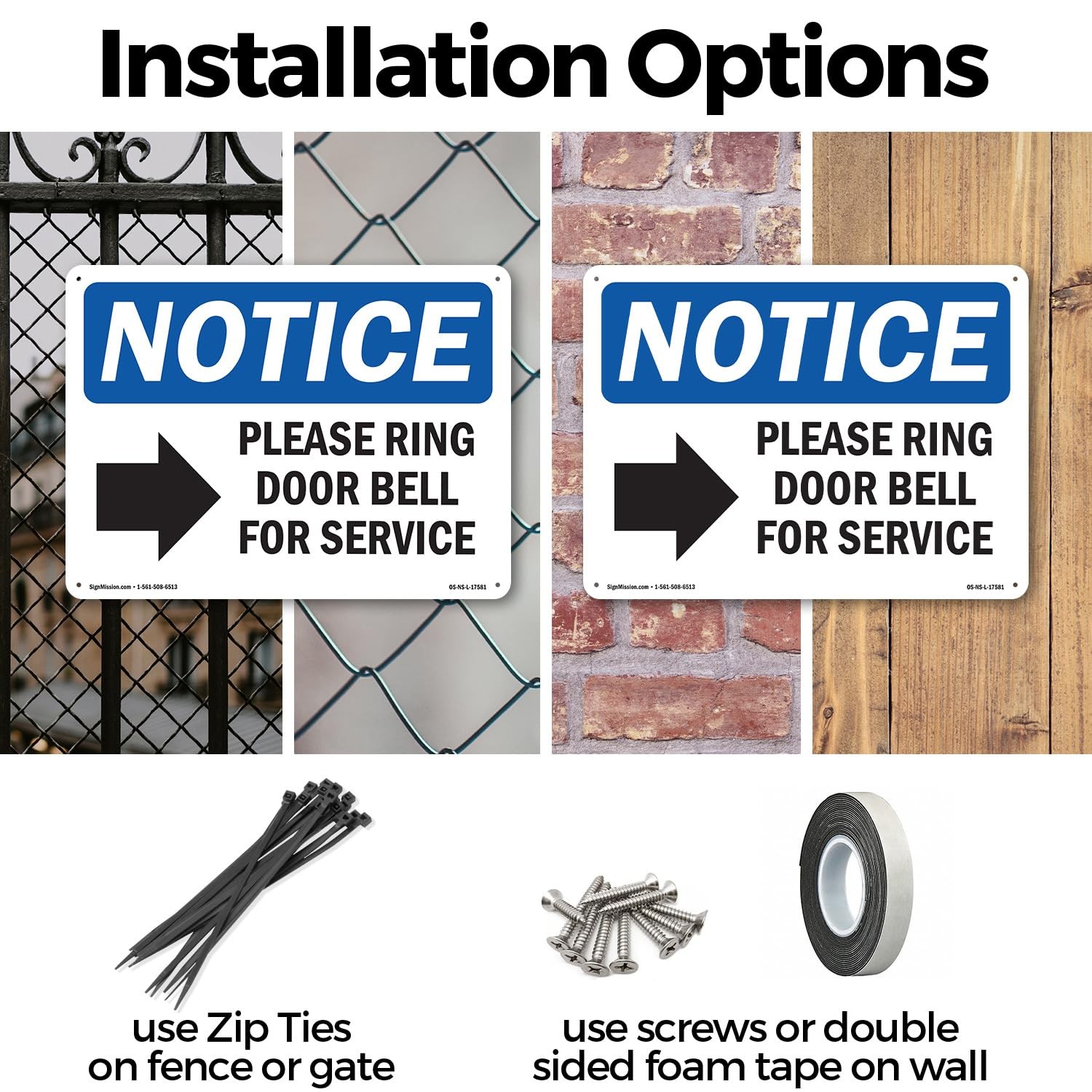 Please Ring Door Bell For Service OSHA Notice Aluminum Sign 18 Inch x 12 Inch…