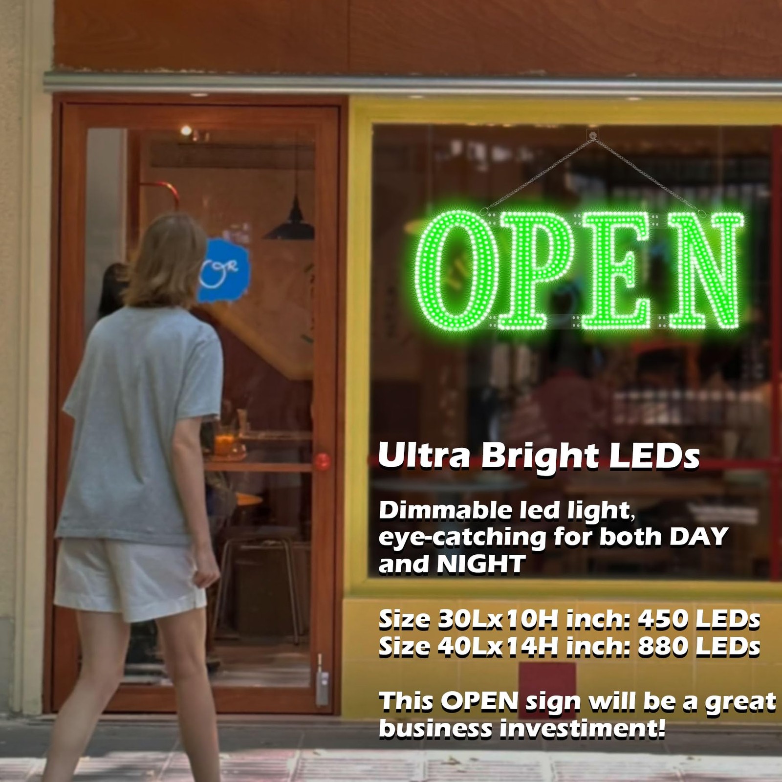 Led Open Signs for Business 40x14in Big Open Sign Led w/Remote Control Window