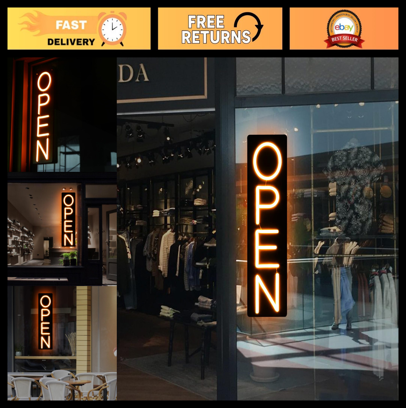Bright LED Open Sign for Business – Lighted Neon Display for Storefront, Bar, Sa