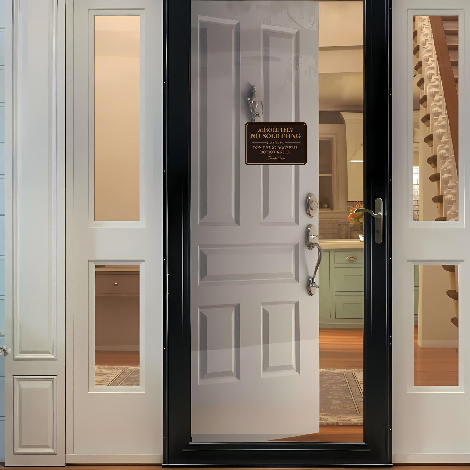 2PCS No Soliciting Sign for Front Door，SelfAdhesive Elegant Do Not Knock or R…