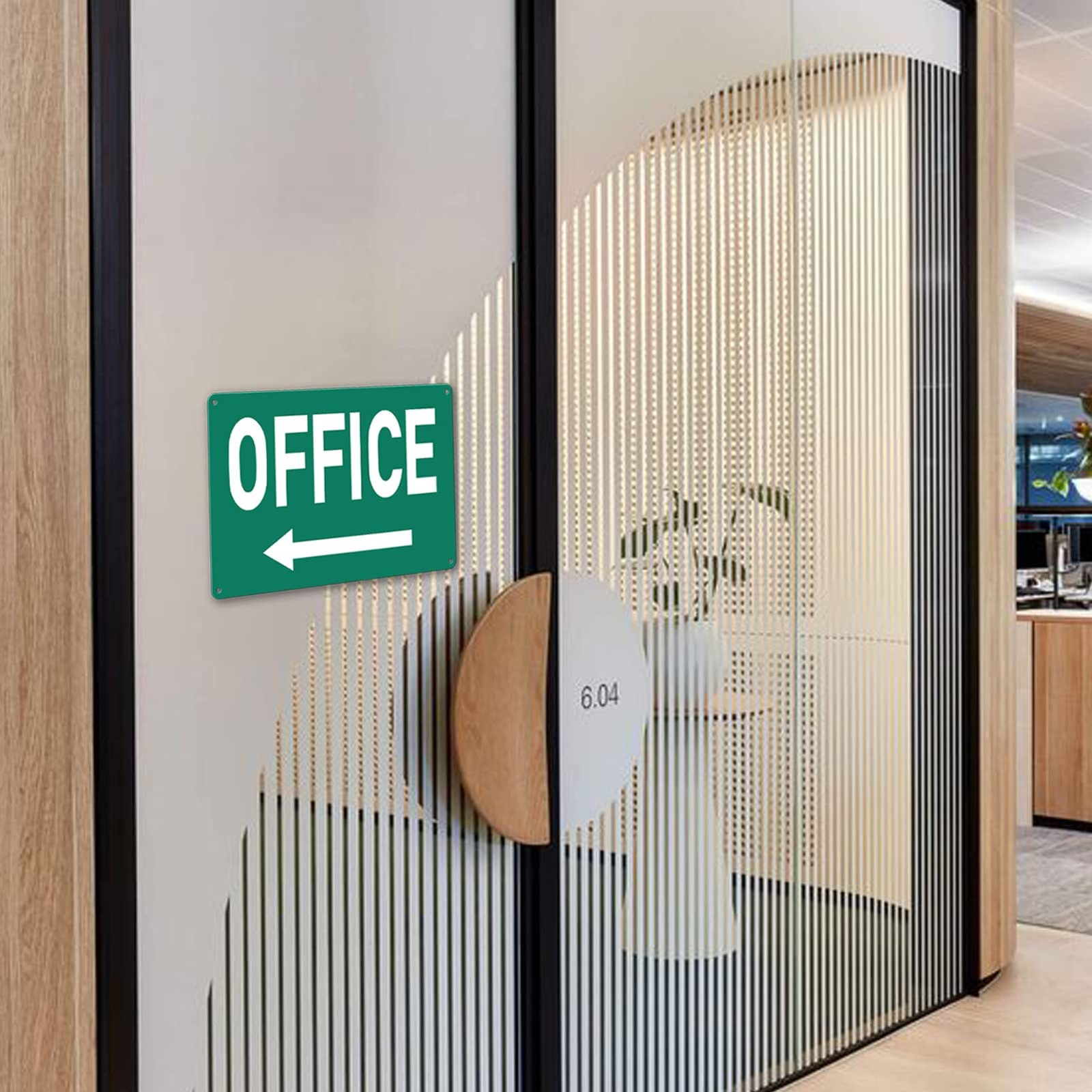 Custom Metal Office Sign for Doors – &lsquo;Meeting&rsquo; with Left Arrow – 8 x 12 In