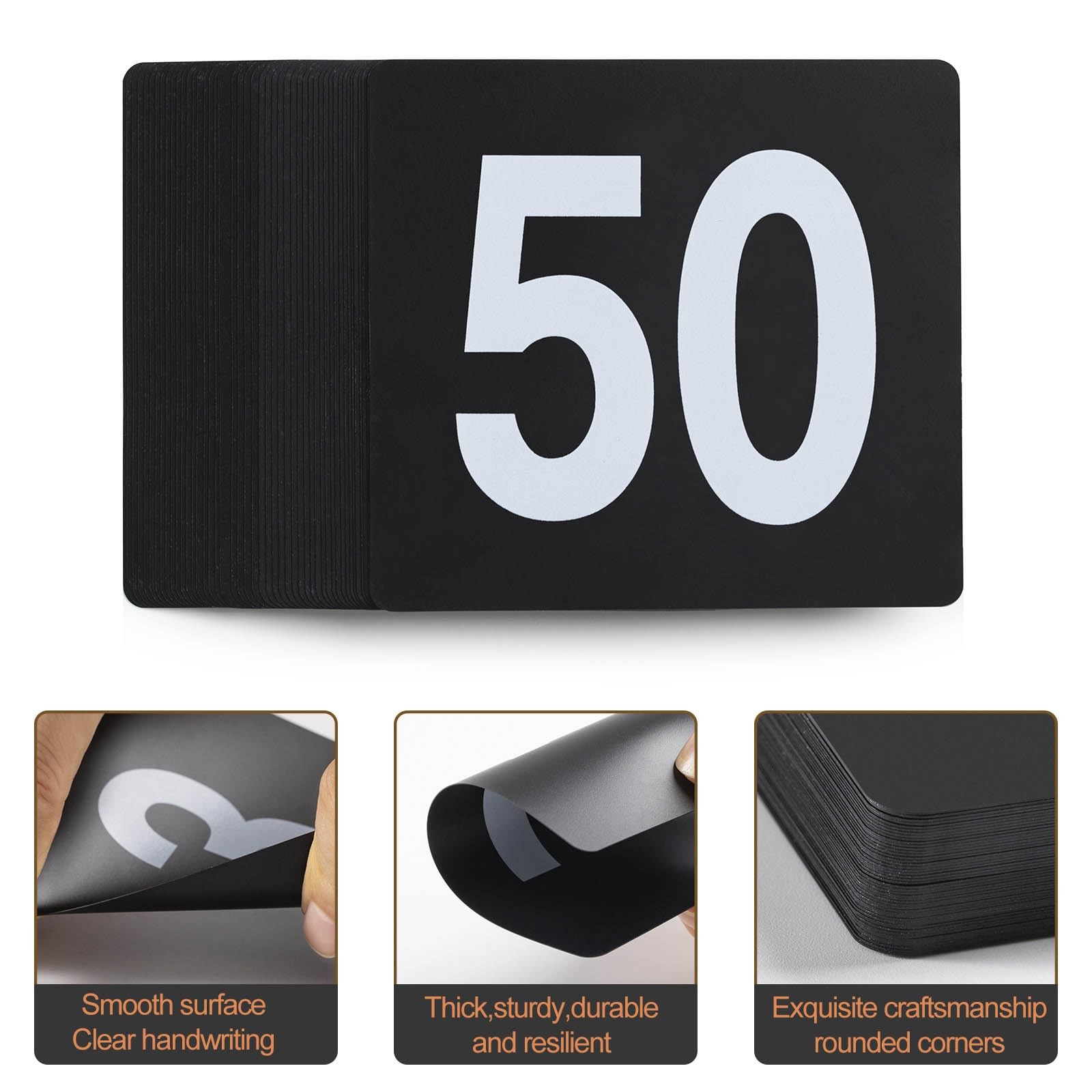 Table Number Cards 1100 Double Sided Restaurant Plastic Black 3.5 In