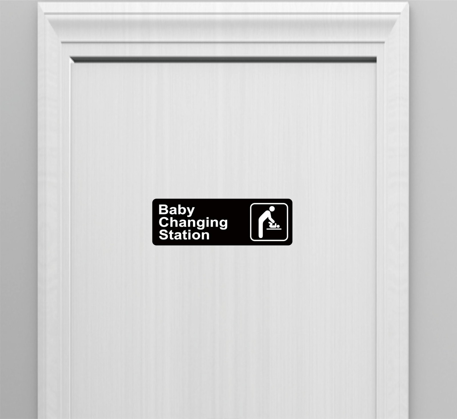 9×3 Inch Baby Changing Station Sign Acrylic Black/White Super Strong Adhesive