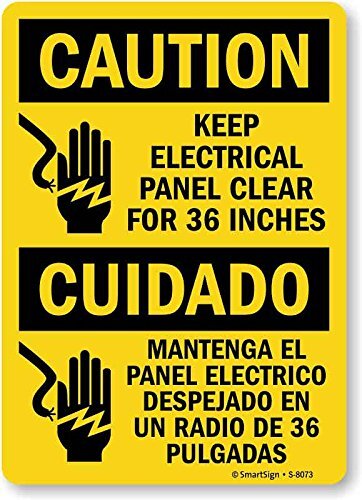 14×10 inch Bilingual Caution Sign Keep Electrical Panel Clear for 36 in