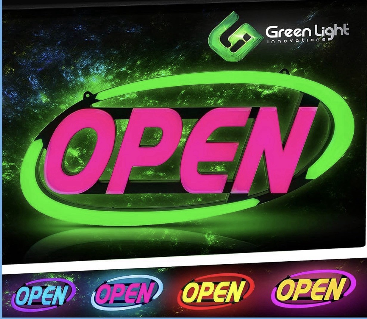 LED Open Sign NIOB Super-Bright Innovations GLI1050 32” x 15” Green Light