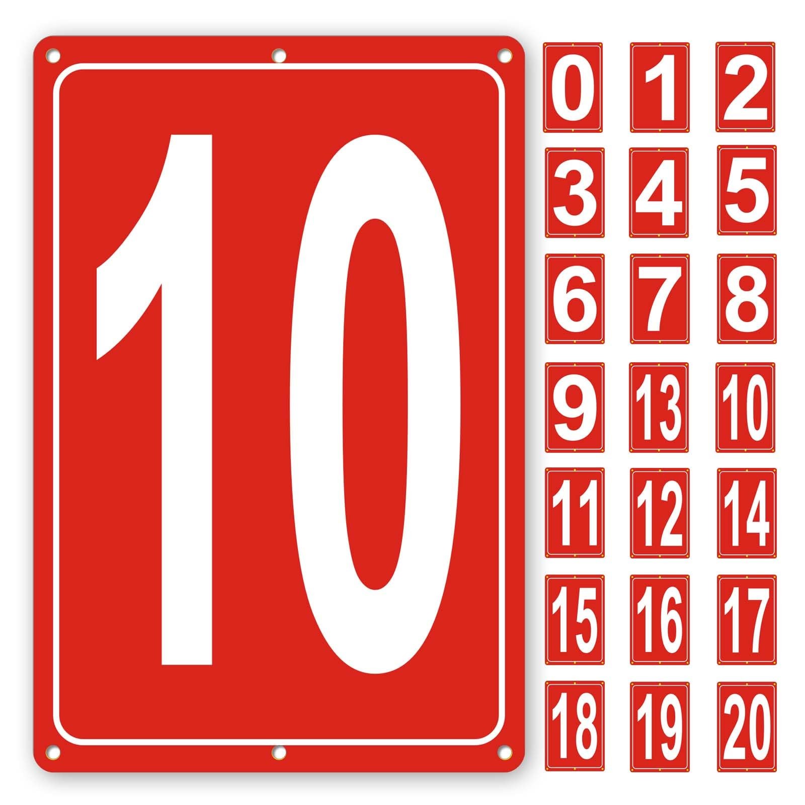 Aluminum Numbered Sign For Tennis Court Parking Lot Weatherproof Red 12×8 In