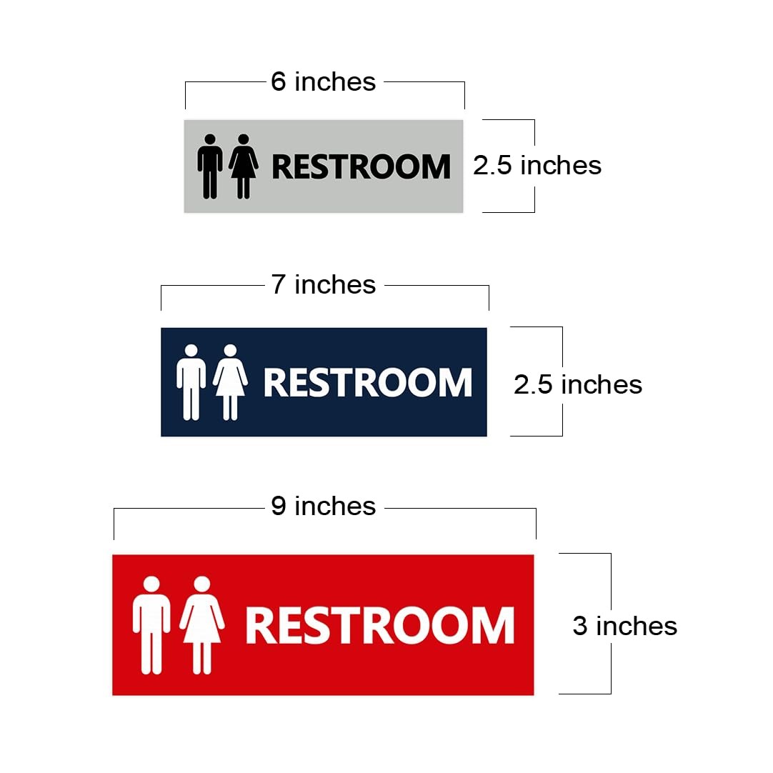 Basic Unisex Restroom Sign Blue Large Wall Decor Facility Signage 1 Pack