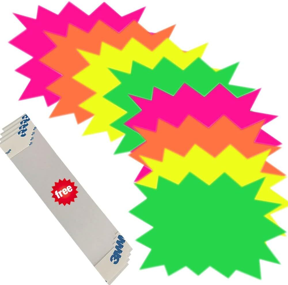 Starburst Sign Cards, Fluorescent Starburst Signs for Retail 40Pcs Price