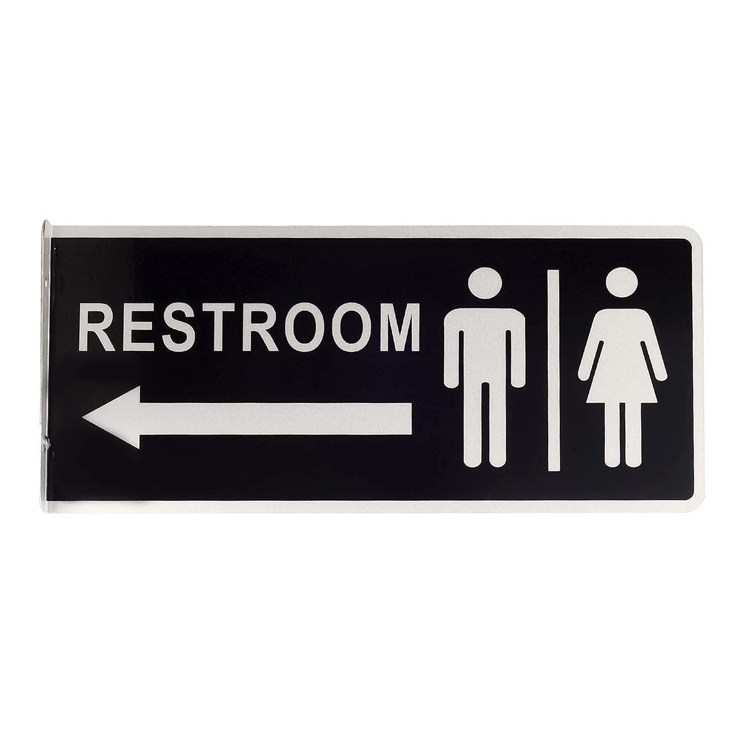 Double Sided Metal Restroom Sign Aluminum Bathroom Office 12.1×5.5 Inch 1 PC