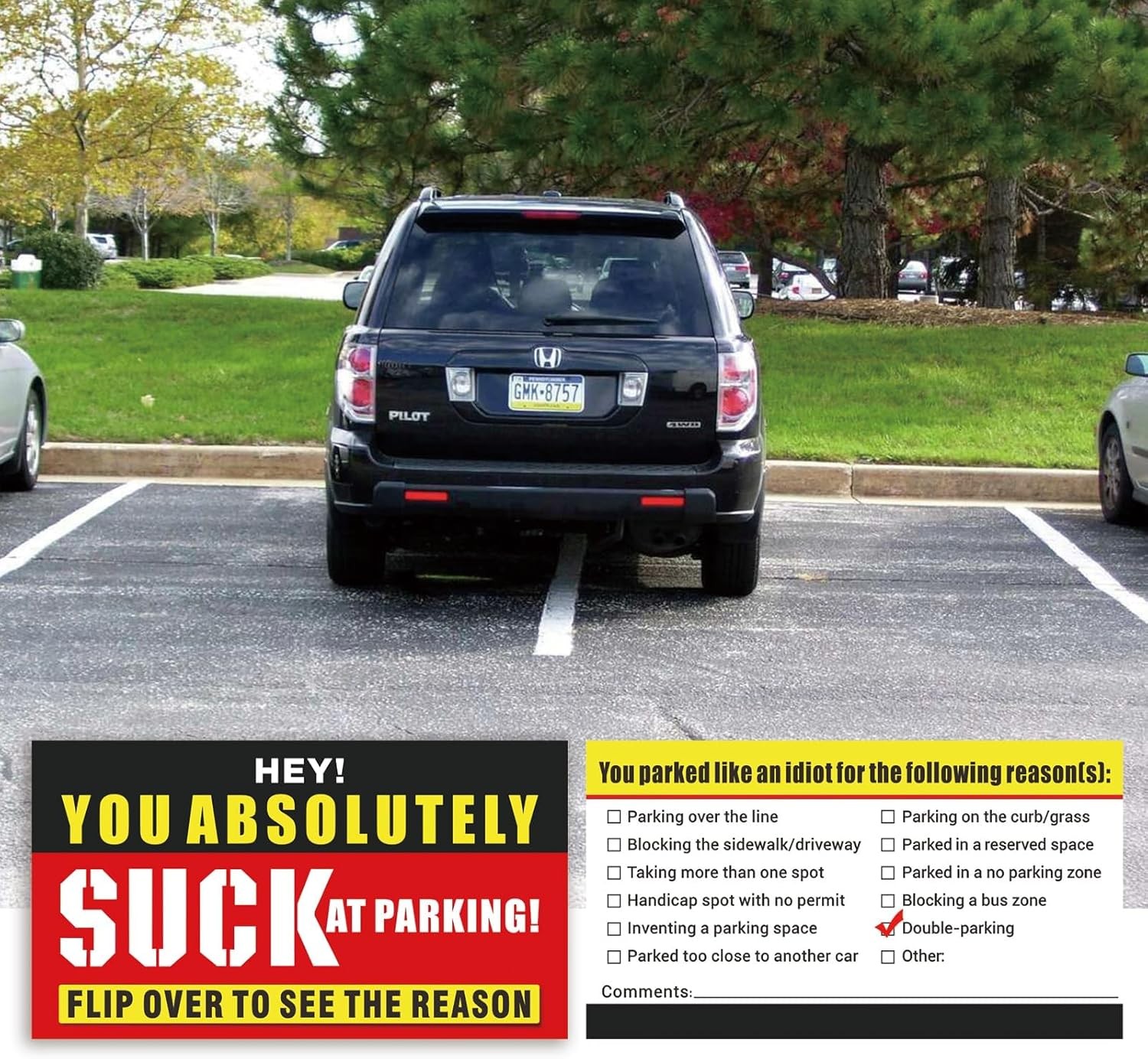 Bad Parking Cards – 100Pcs You Absolutely Suck At 3.5 » X 2 », Red