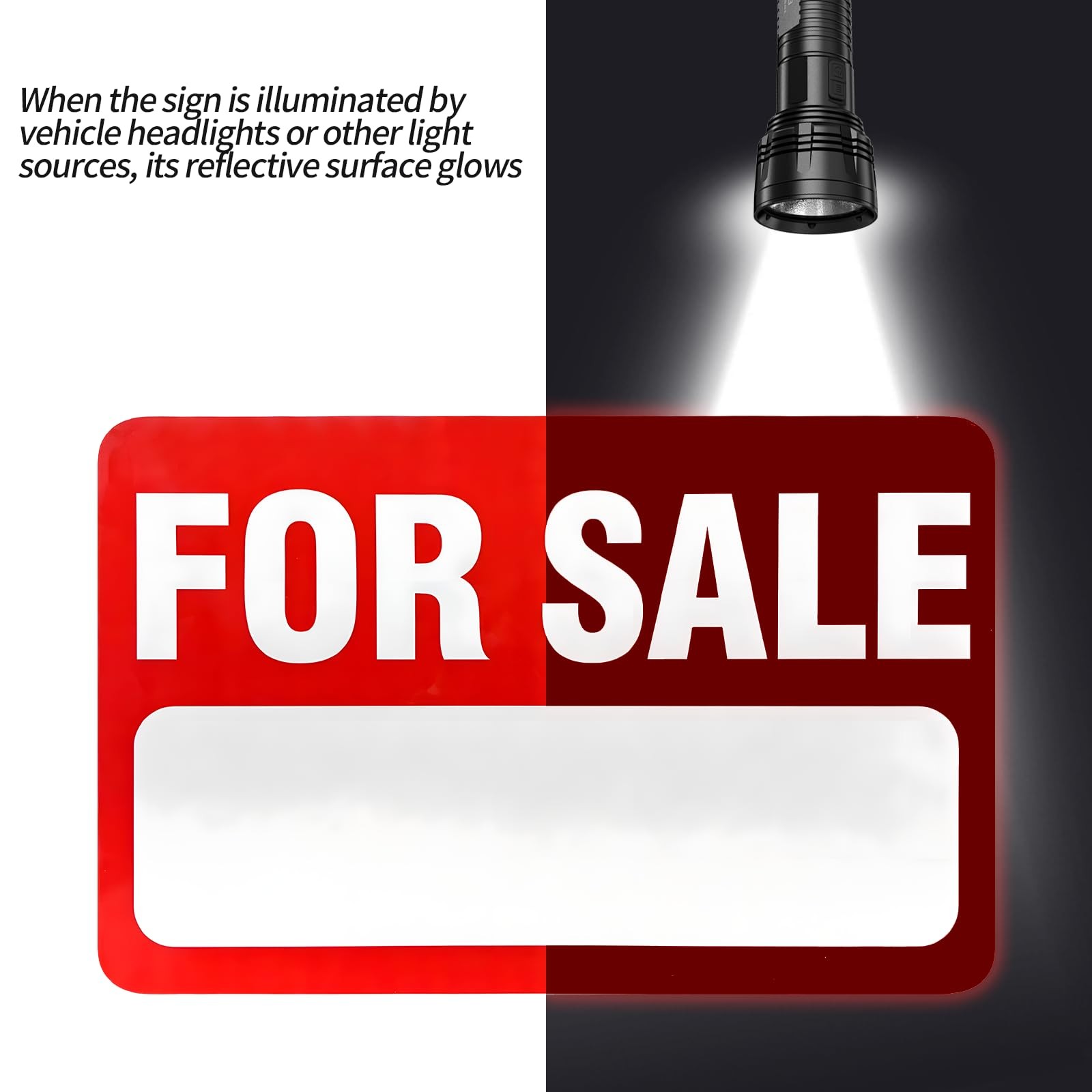 For Sale Sign 4 PCS 12&Prime; x 8&Prime; Self-Adhesive Reflective Vinyl Easy to Write Apply