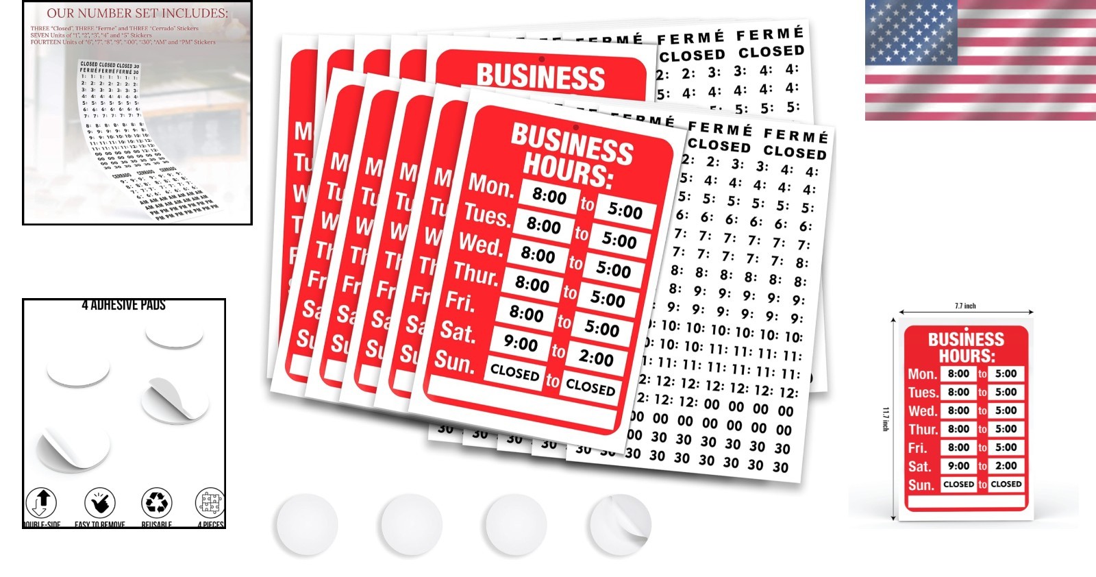 Professional Business Hours Sign – 10 Pack, 7.7 x 11.7 Inch