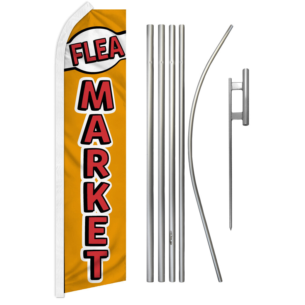 Flea Market Swooper Flutter Feather Advertising Flag Kit Swapmeet Bazaar Here
