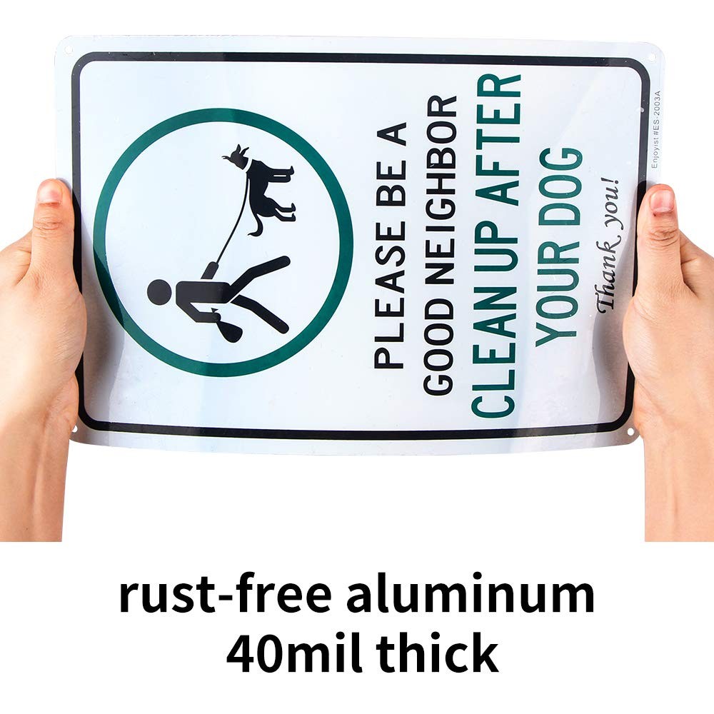 Clean Up After Your Dog Pets Sign Be A Good Neighbor Aluminum 12×8 In 2 PCS