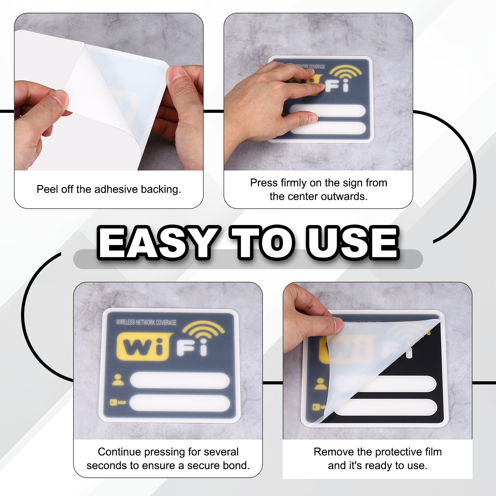 8&Prime; x 8&Prime; Wifi Password Sign, 1 Pcs Acrylic WiFi Sign Self Adhesive, Yellow