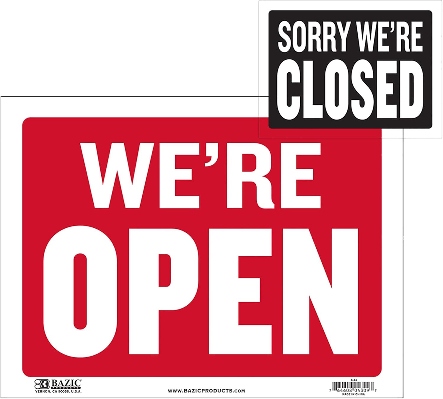 Open & Closed Sign 9&Prime;X12&Prime;, Double Sides Plastic Vinyl Signs, Business Store Offi
