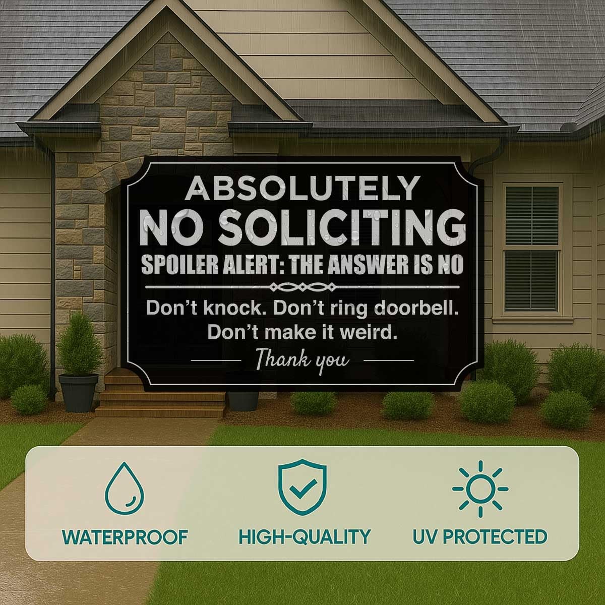 2 Pack No Soliciting Signs Weatherproof Vinyl SelfAdhesive For Home Business 8.