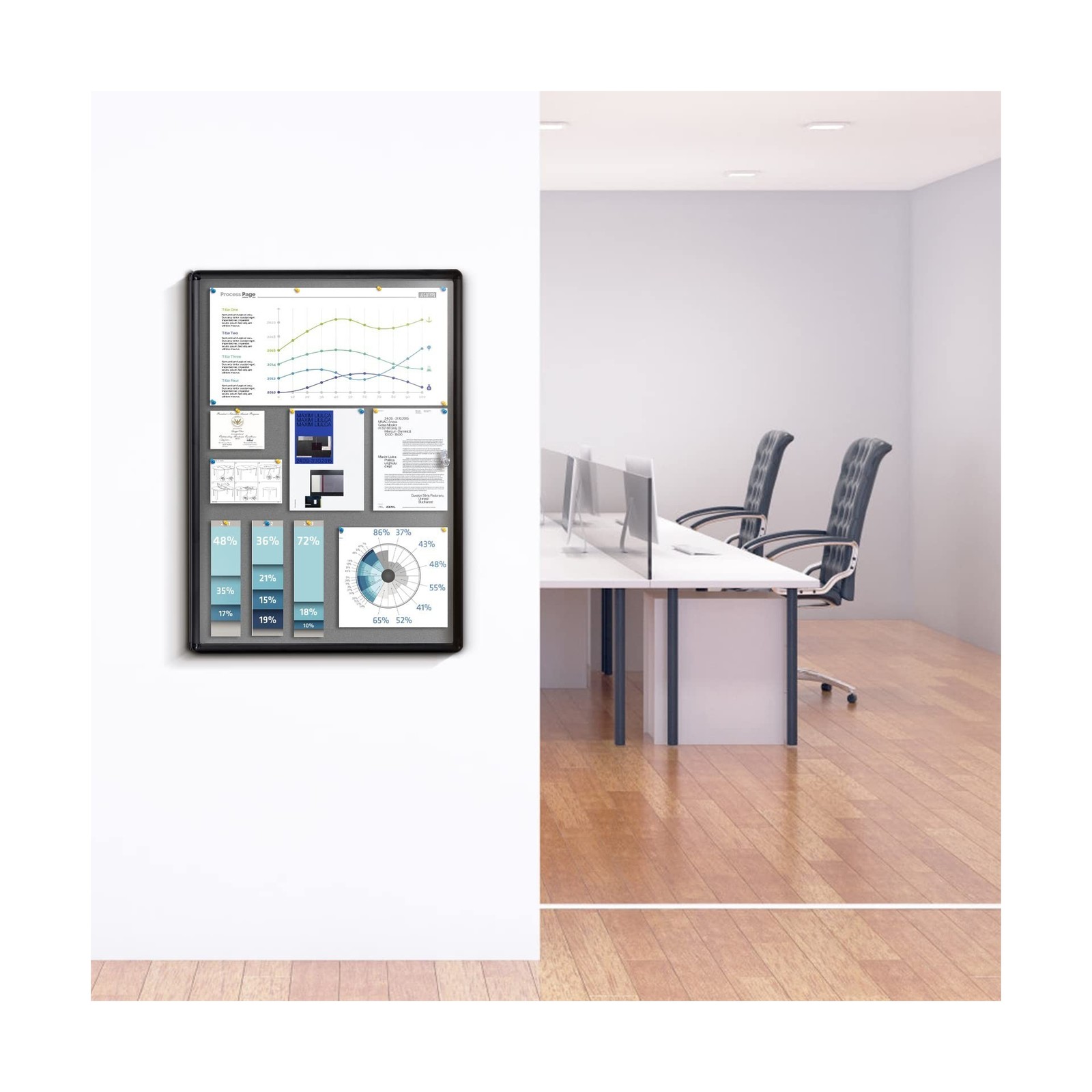 Enclosed Bulletin Board Lockable Display Case Message Board with Locking Door…