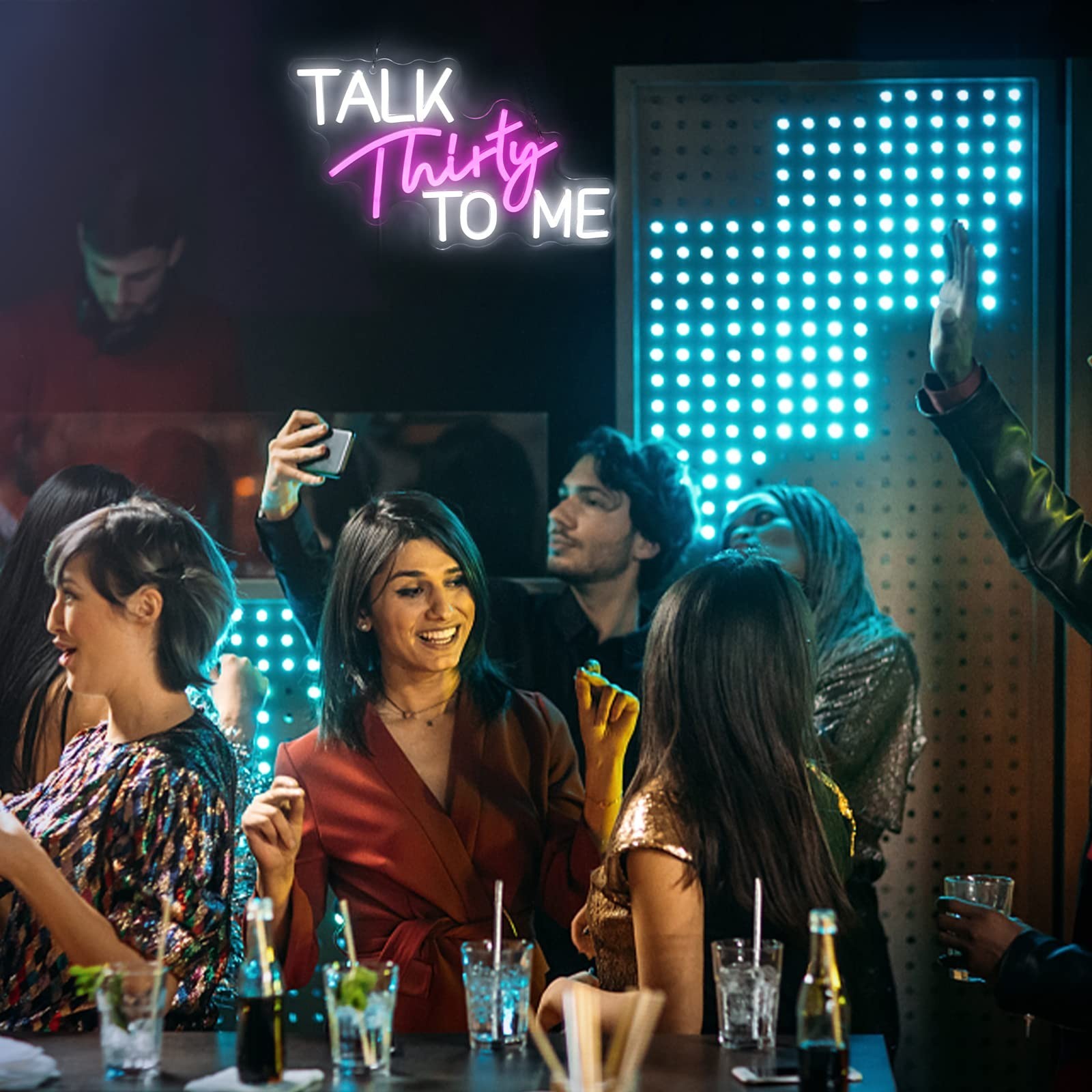 Talk Thirty To Me Neon Sign Dimmable 30th Birthday Neon Light Party Words Neo…