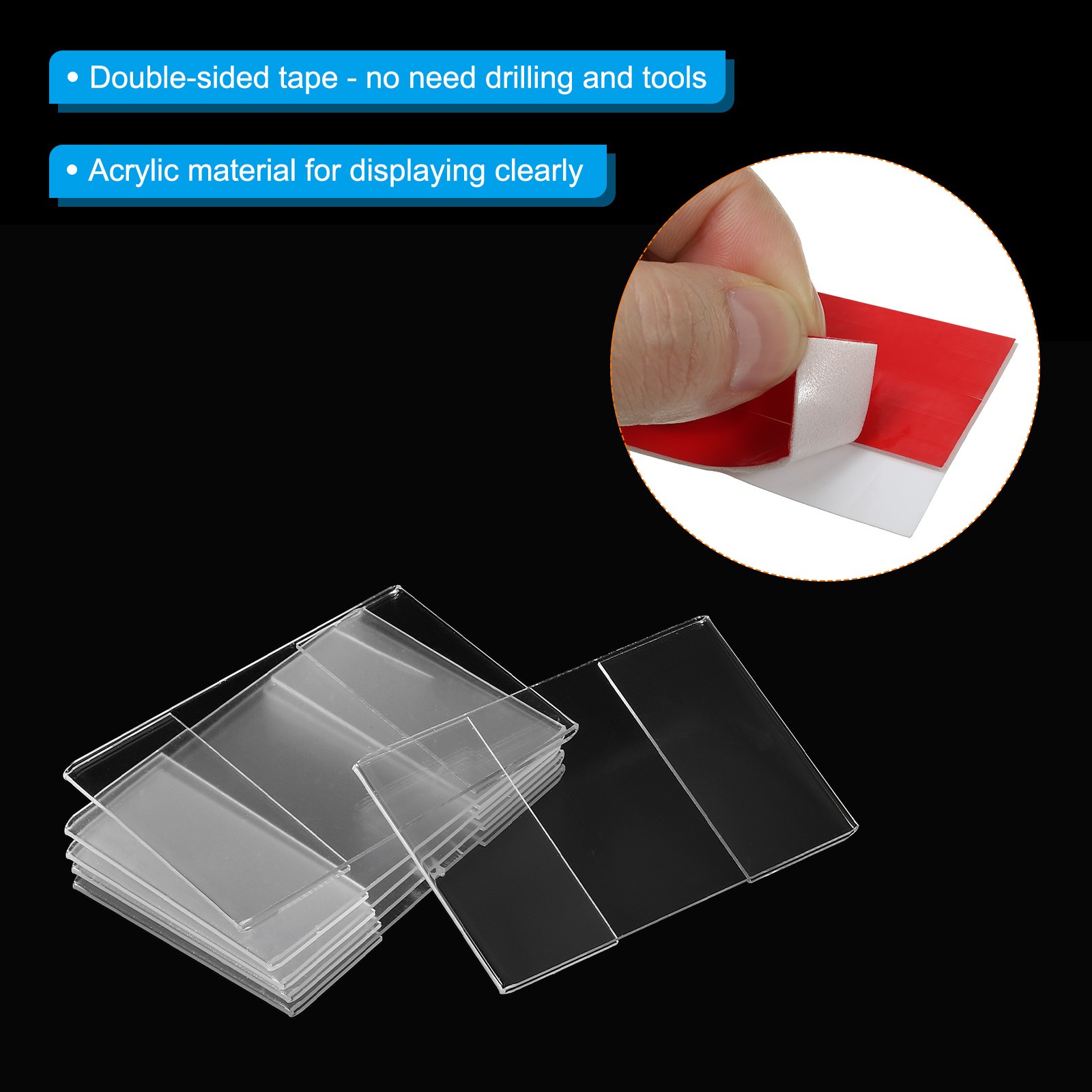10Pcs 2.5×3.5&Prime; Wall Mount Acrylic Vertical Sign Holder with Tape Clear