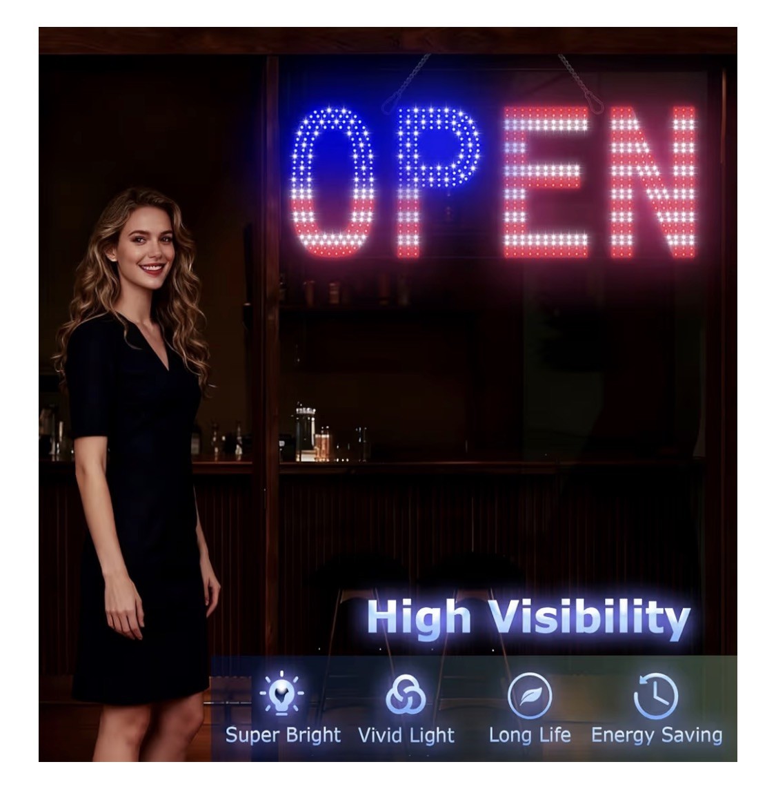 LED Open Signs for Business, exTopGoal 30&Prime;x10&Prime; Large Bright Open Sign with Remot