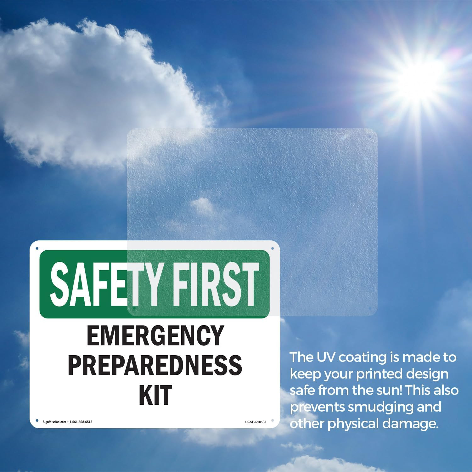 Emergency Preparedness Kit OSHA SAFETY FIRST Rigid Plastic Sign 18 Inch X 12 Inc