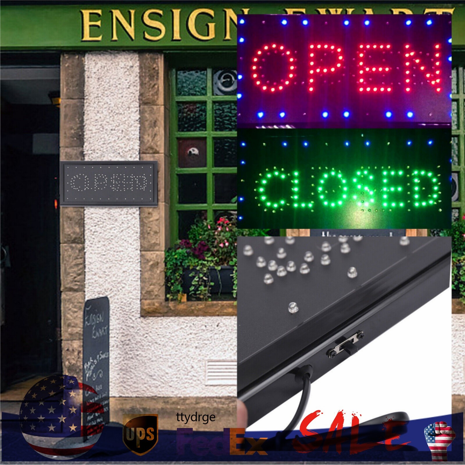 Open/Closed LED Sign Light Store Shop Business Sign Display Shop Bar Neon Lamp