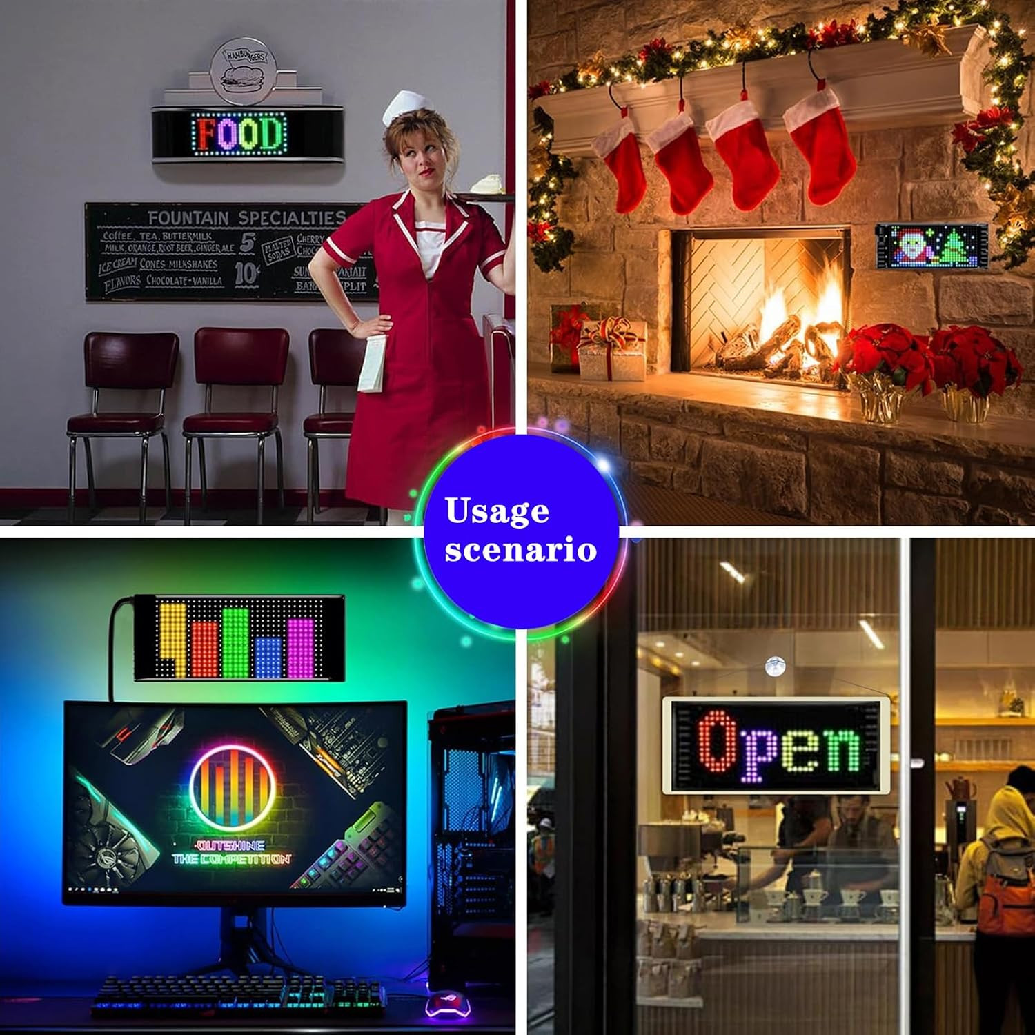 LED Car Sign, 7 »X3 » Flexible Smart Display Bluetooth APP Control Scrolling Bri
