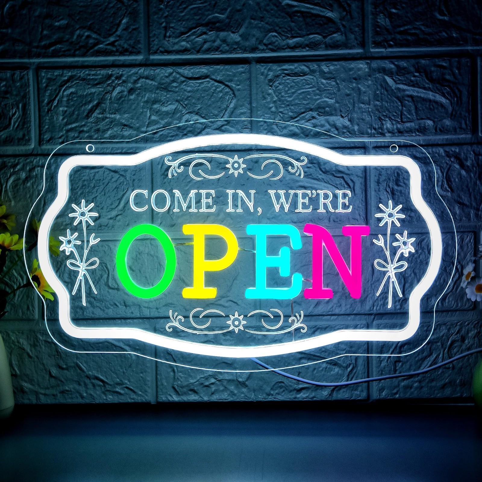 Dimmable LED Neon Open Sign – Colorful Wall Decor for Cafe, Bar, Store, Home – 1